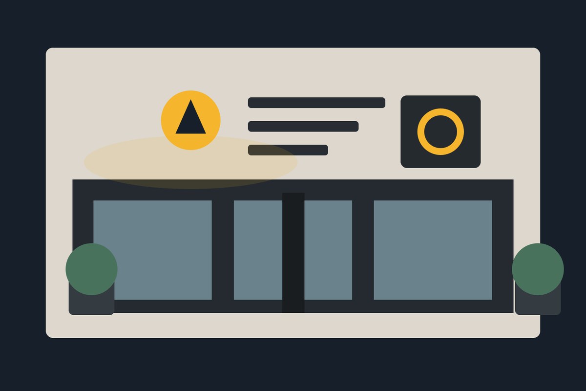 Illustrated contemporary storefront with restrained modern outdoor signs
