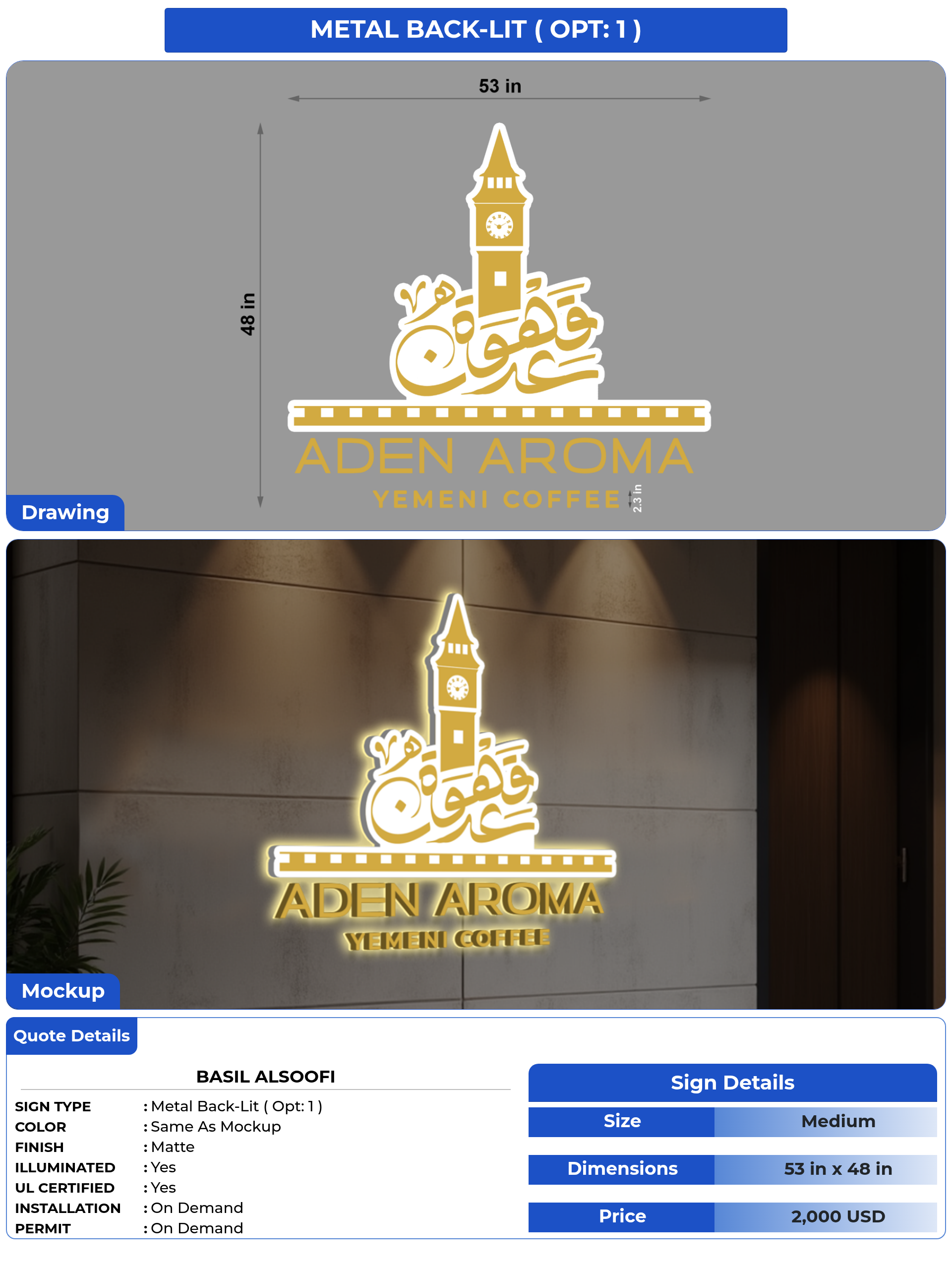 Customized Sign for Basil Alsoofi