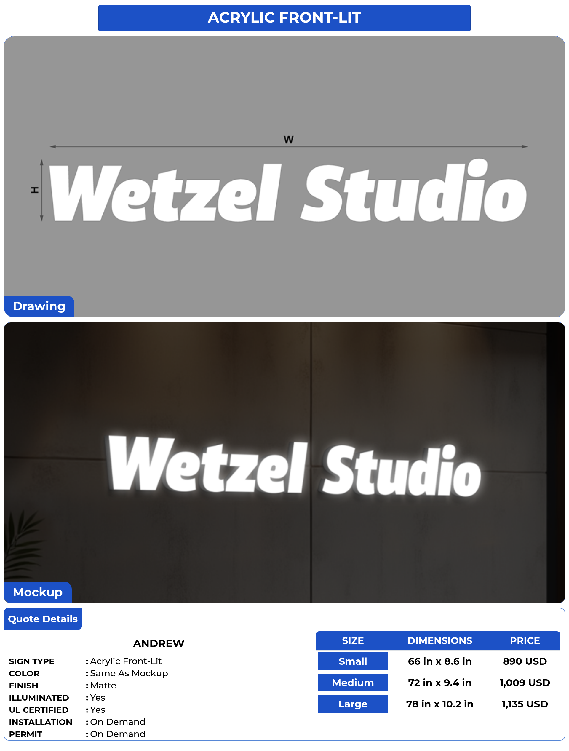 Customized Sign for Andrew