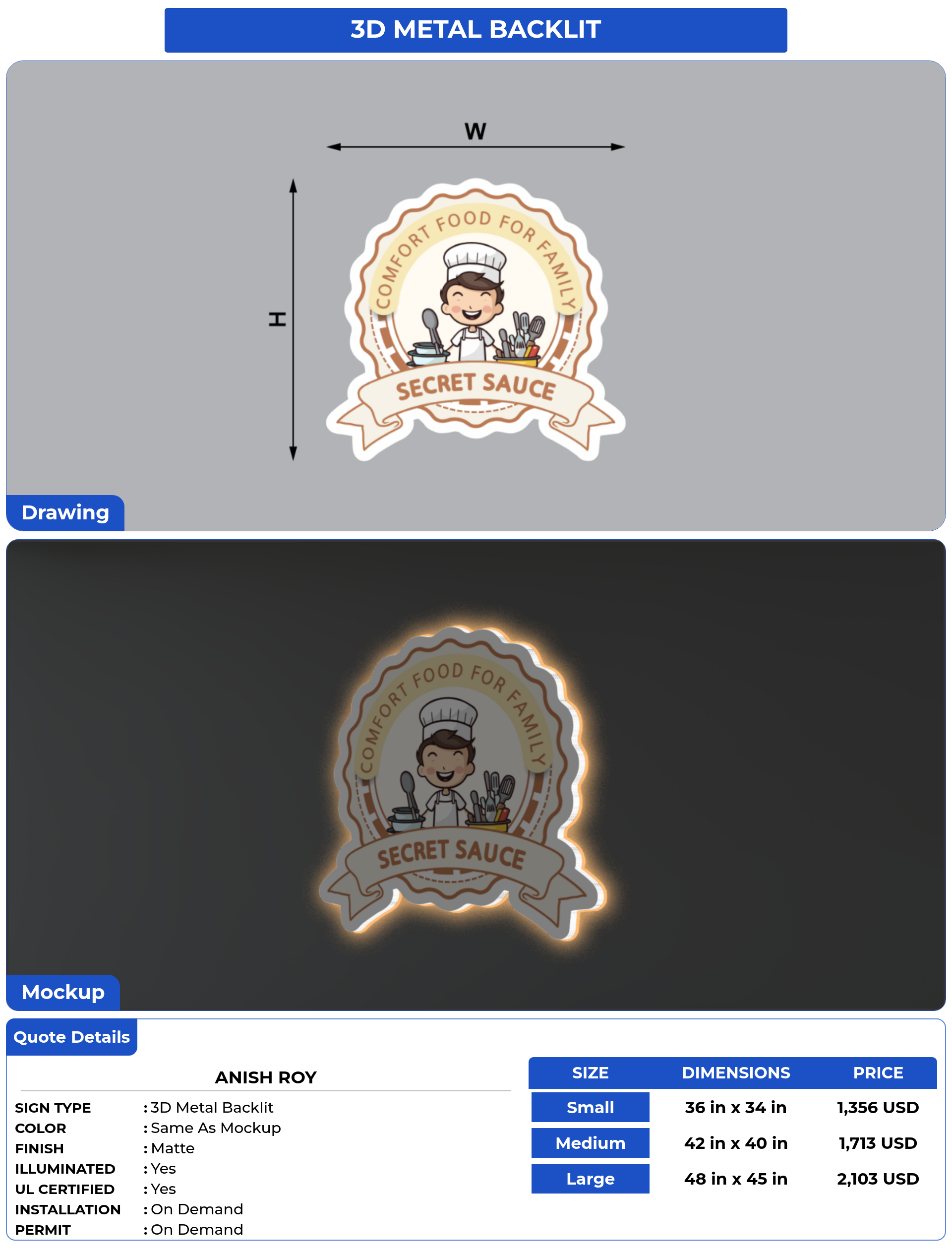 Customized Sign for Anish Roy