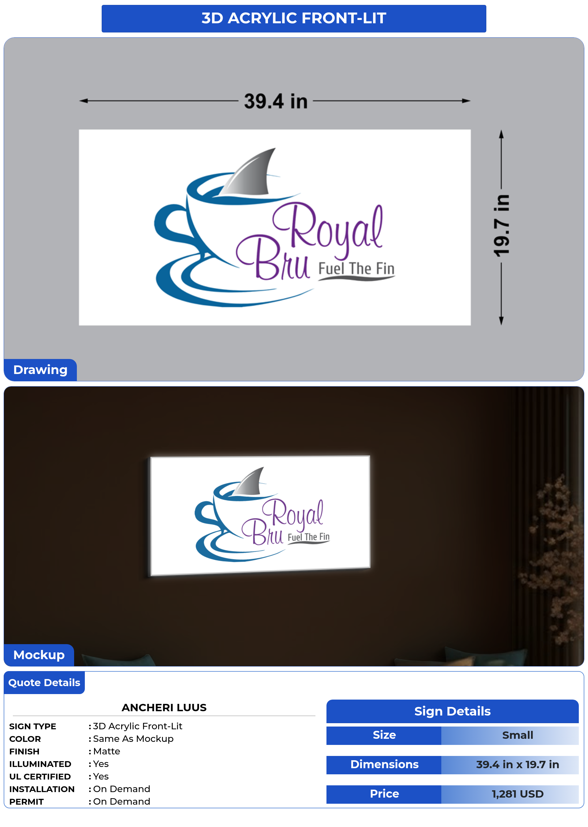 Customized Sign for Ancheri Luus