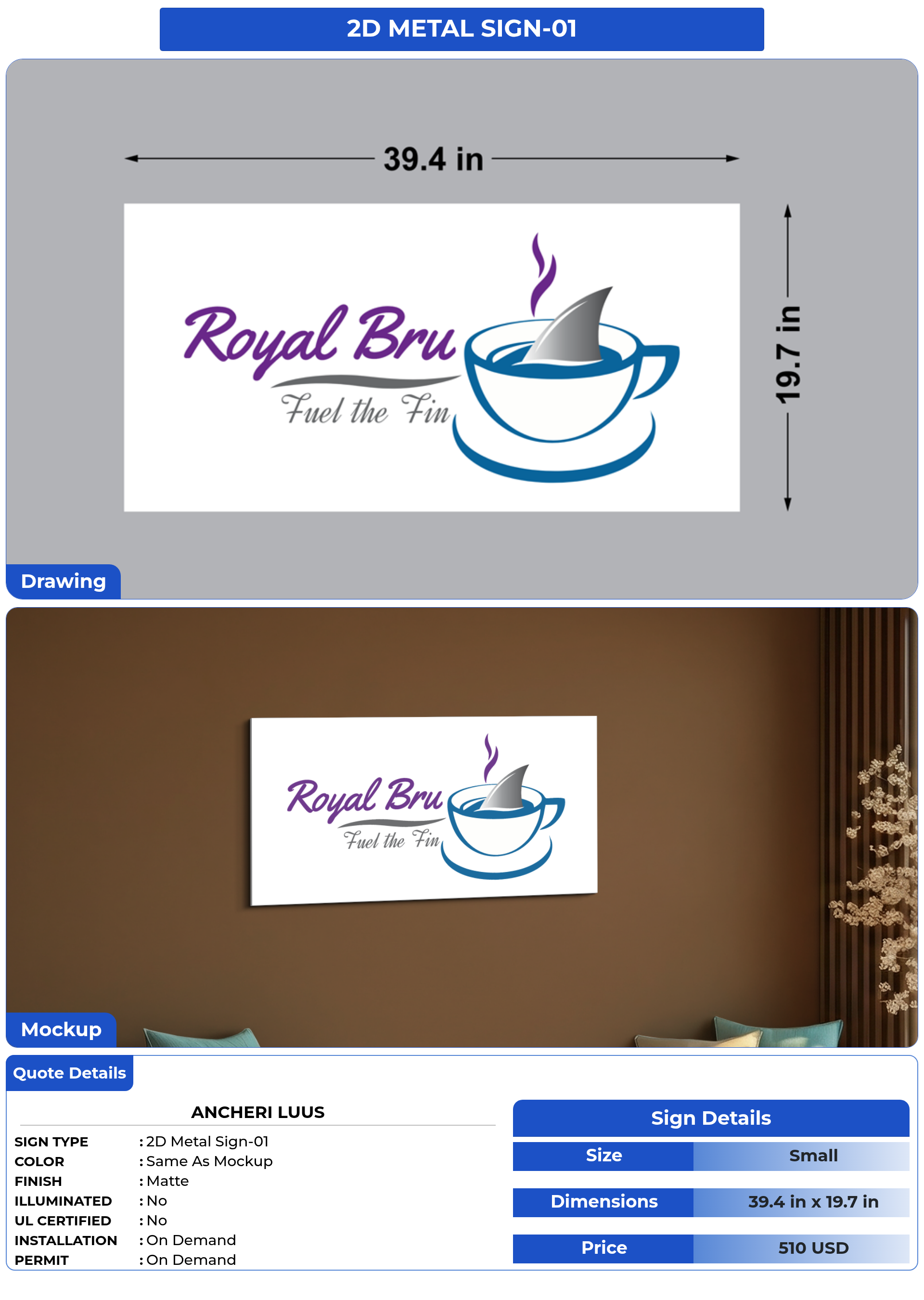 Customized Sign for Ancheri Luus