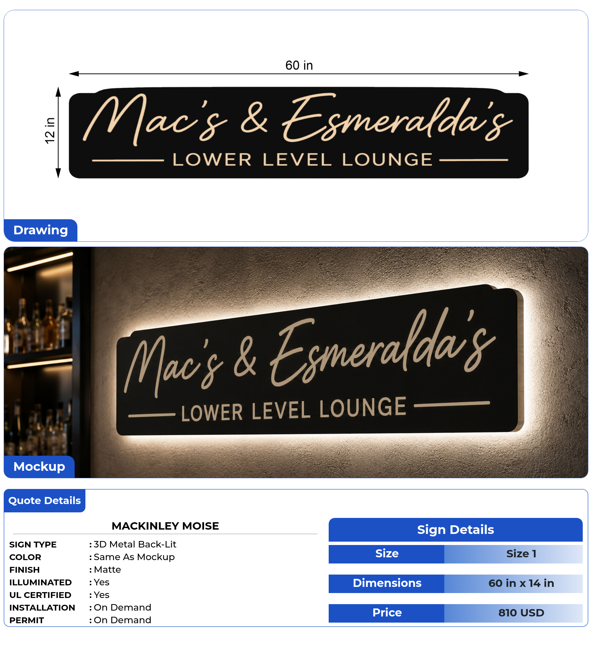 Custom Sign for Mackinley Moise