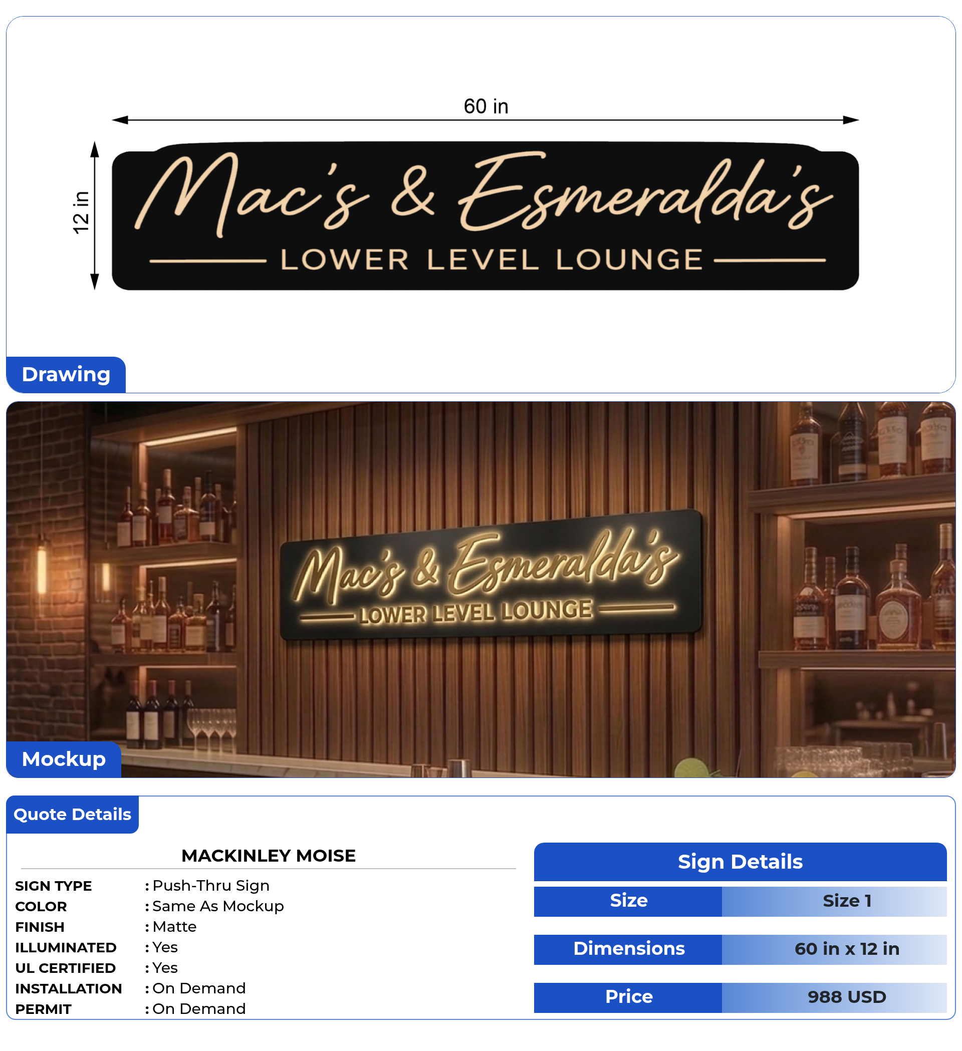Custom Sign for Mackinley Moise