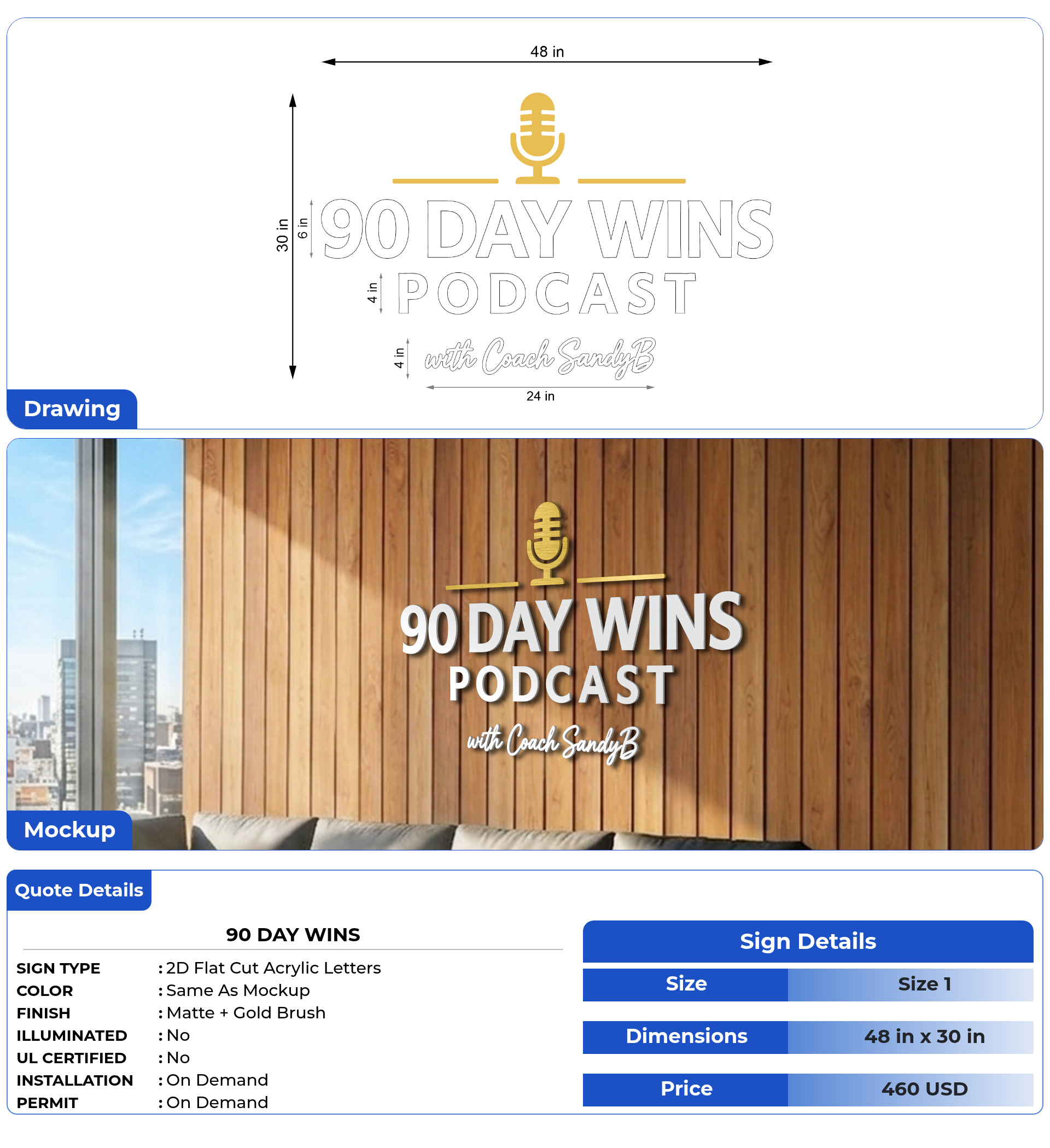 Custom Sign for 90 Day Wins