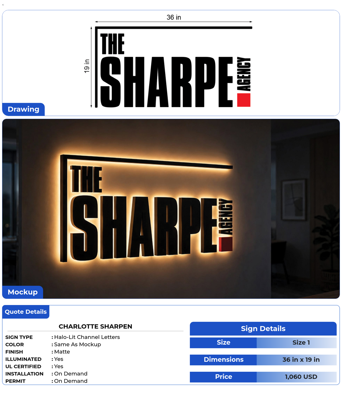 Custom Sign for Charlotte Sharpen